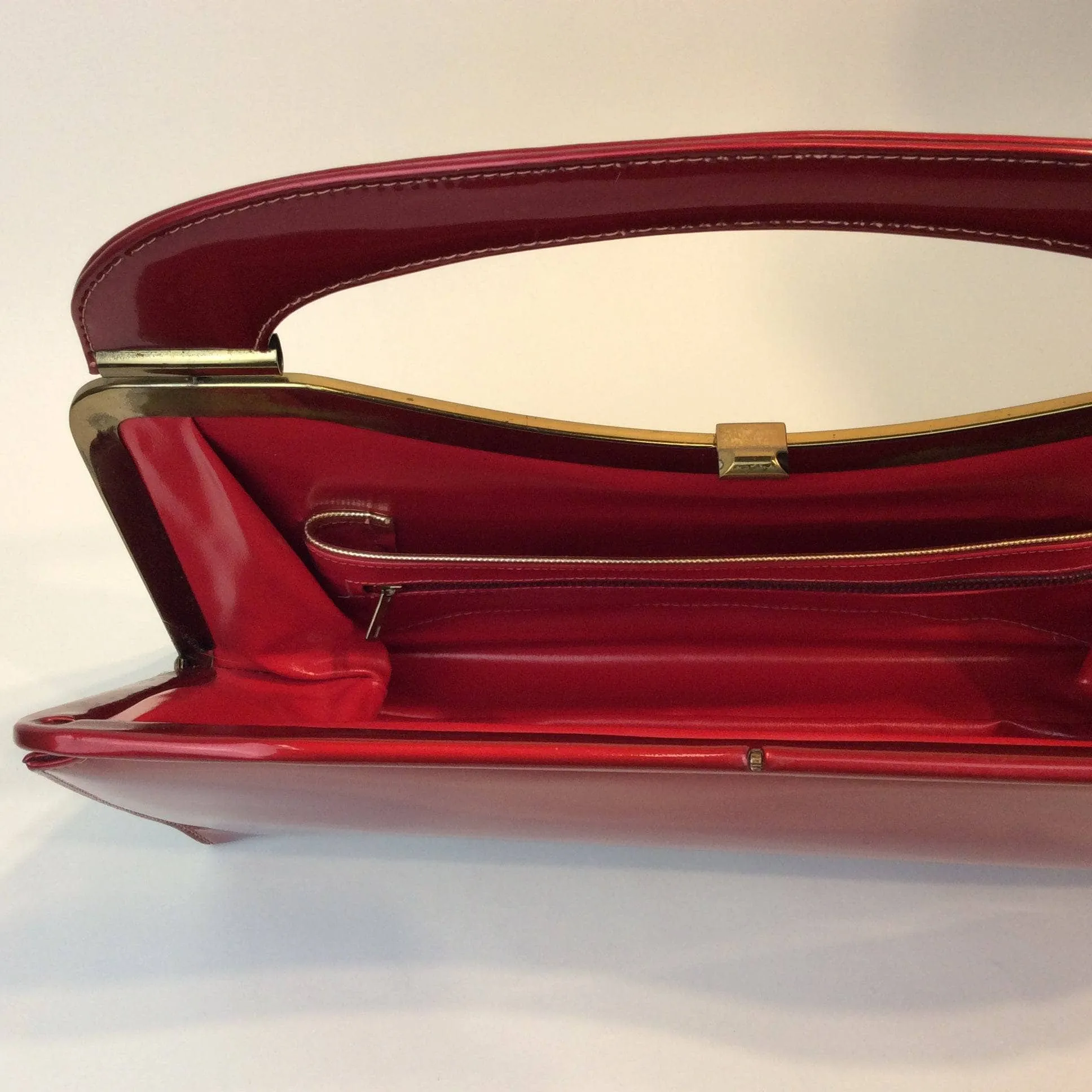 1950s Glossy Red Handbag
