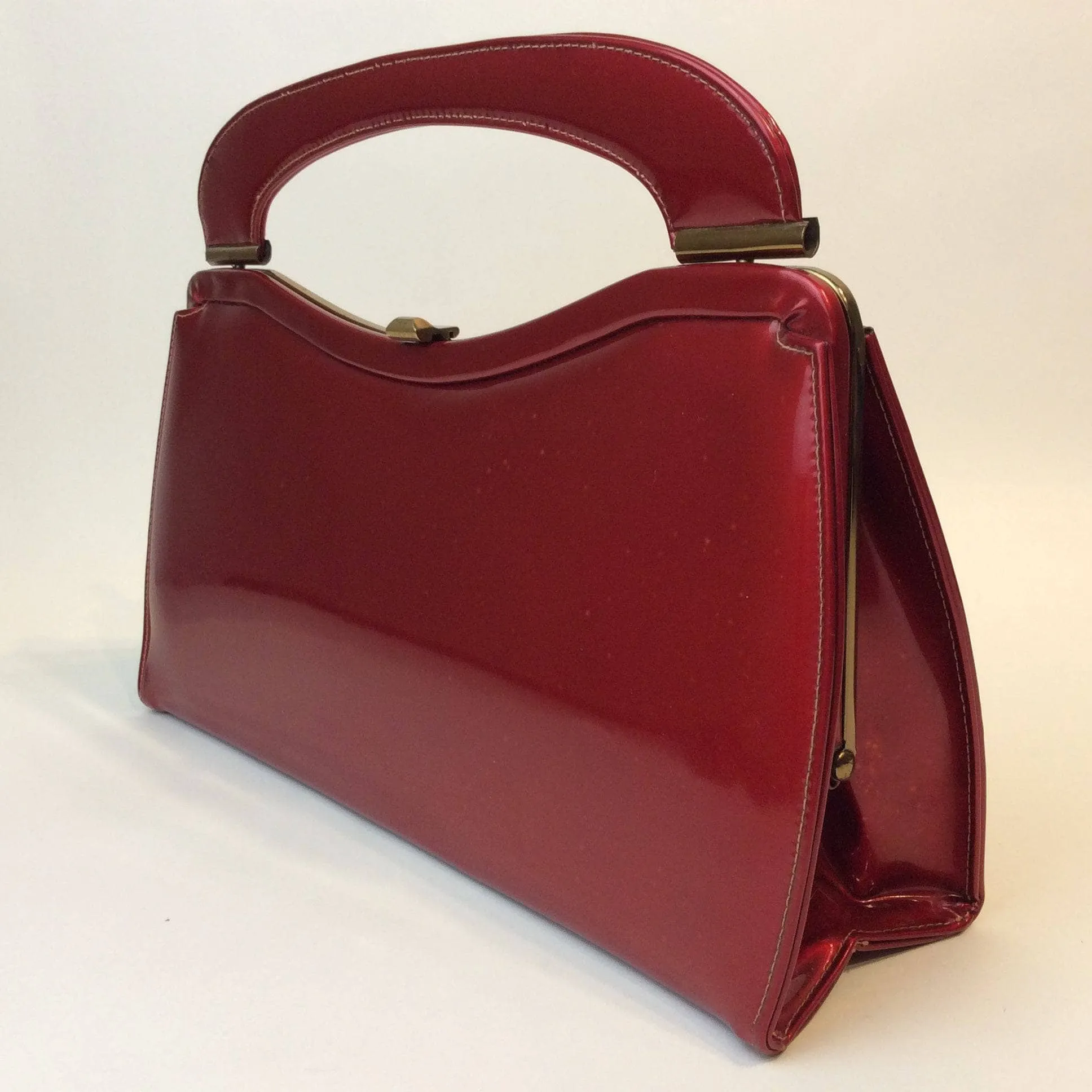 1950s Glossy Red Handbag