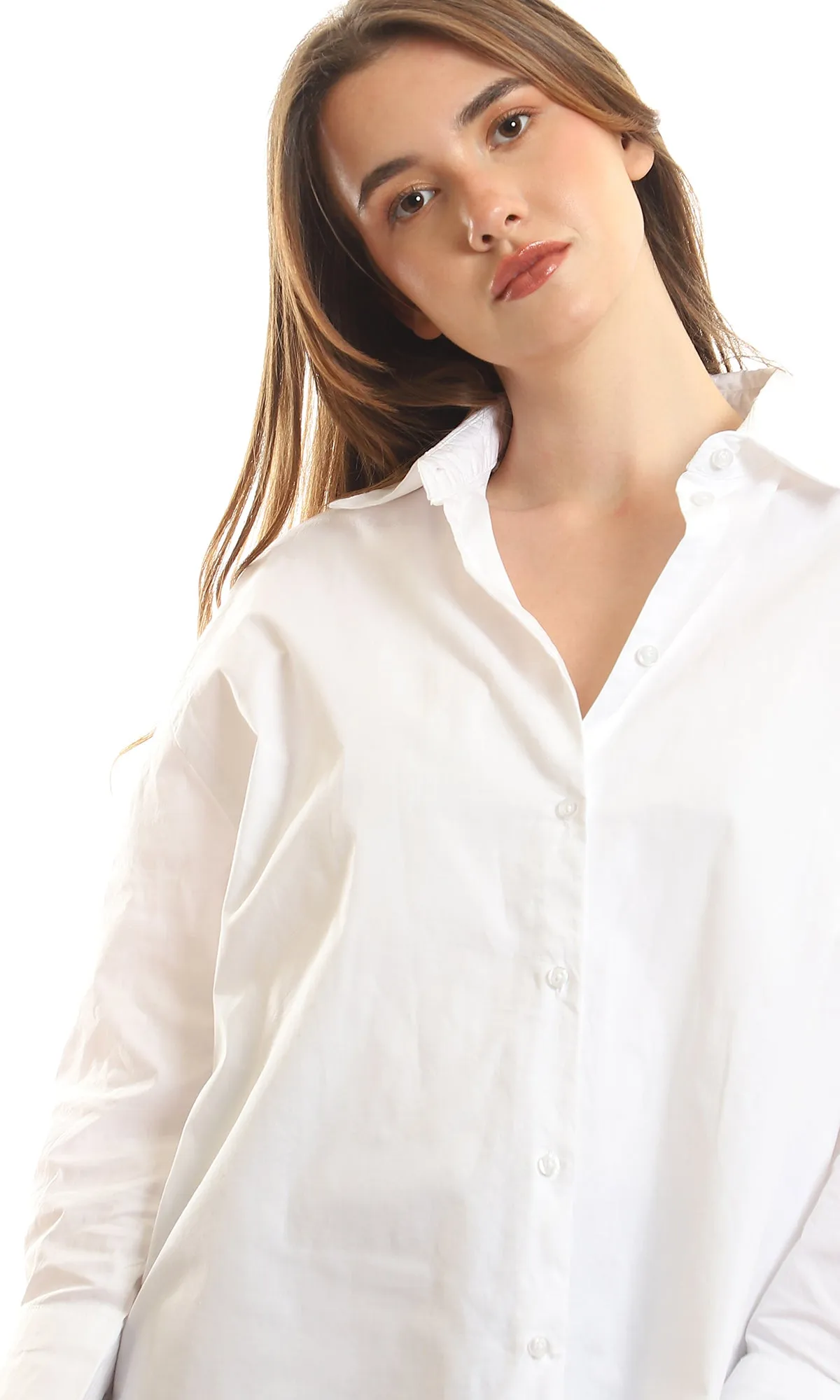 97515 Basic White Cotton Full Sleeves Shirt
