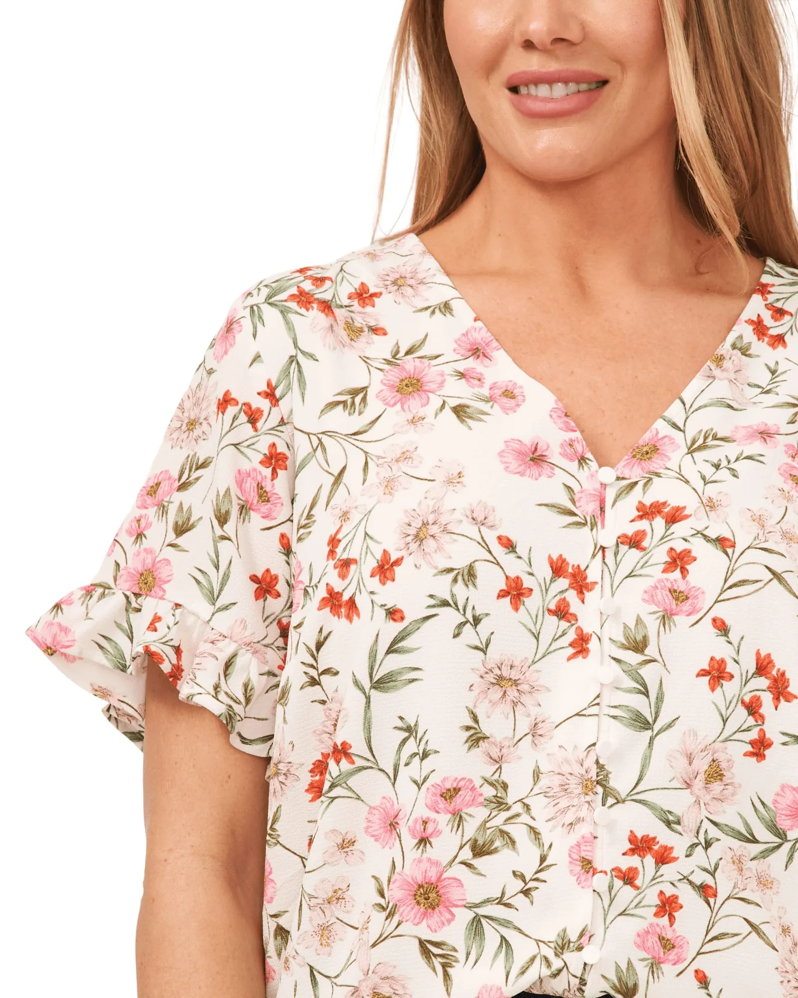 Anika Button Loop Frill Sleeve Top | BOTANICALDREAMSE