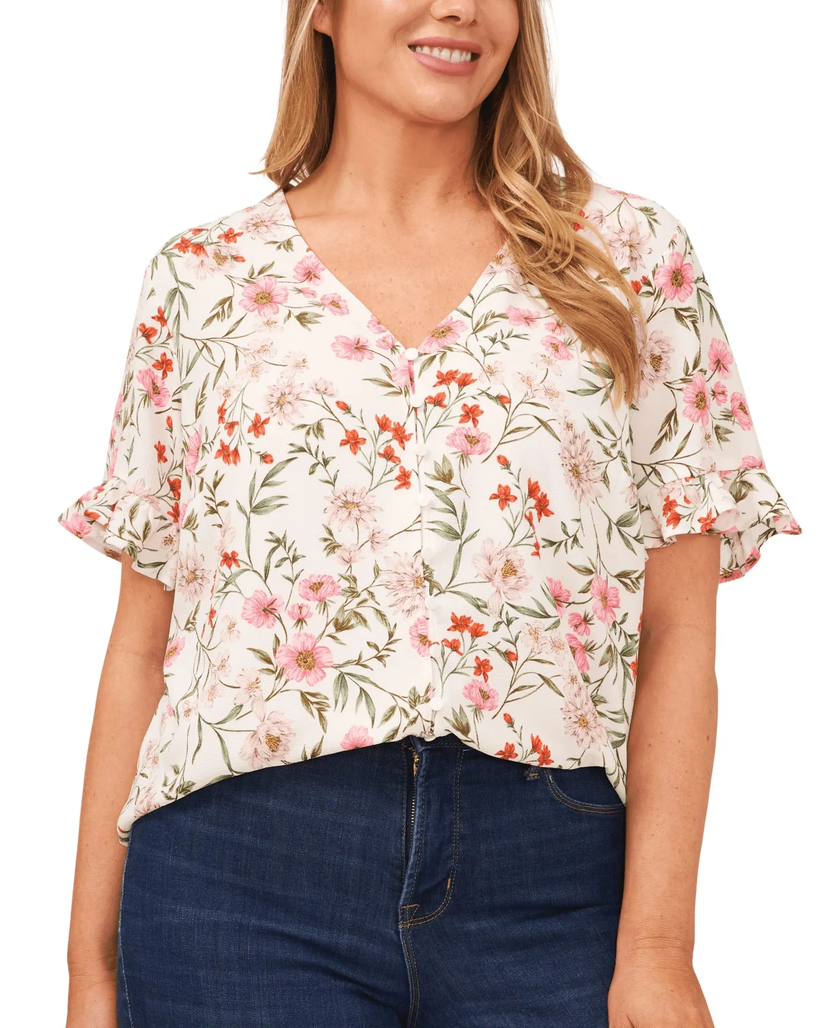 Anika Button Loop Frill Sleeve Top | BOTANICALDREAMSE