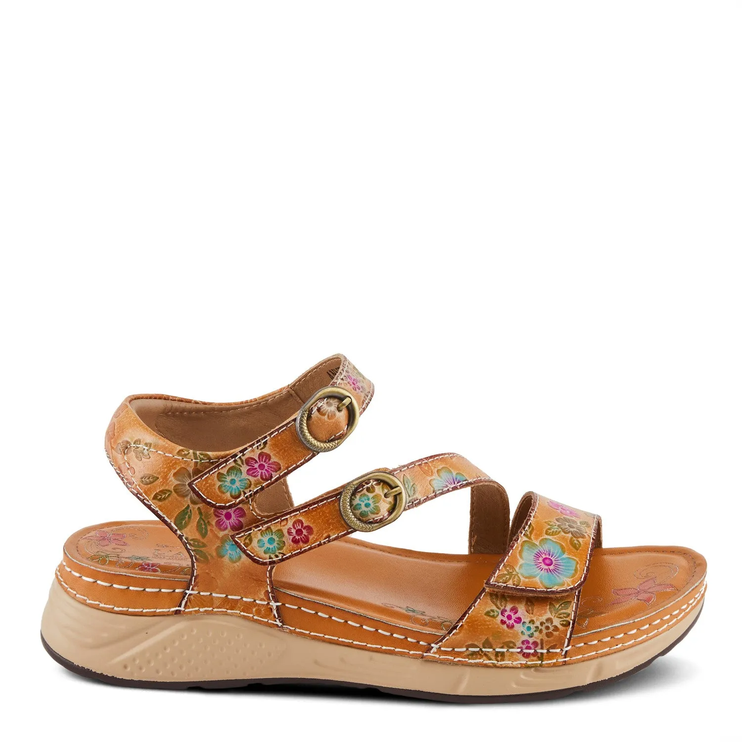Anneka Refreshing Tri-Strap adjustable sandal in Camel Multi
