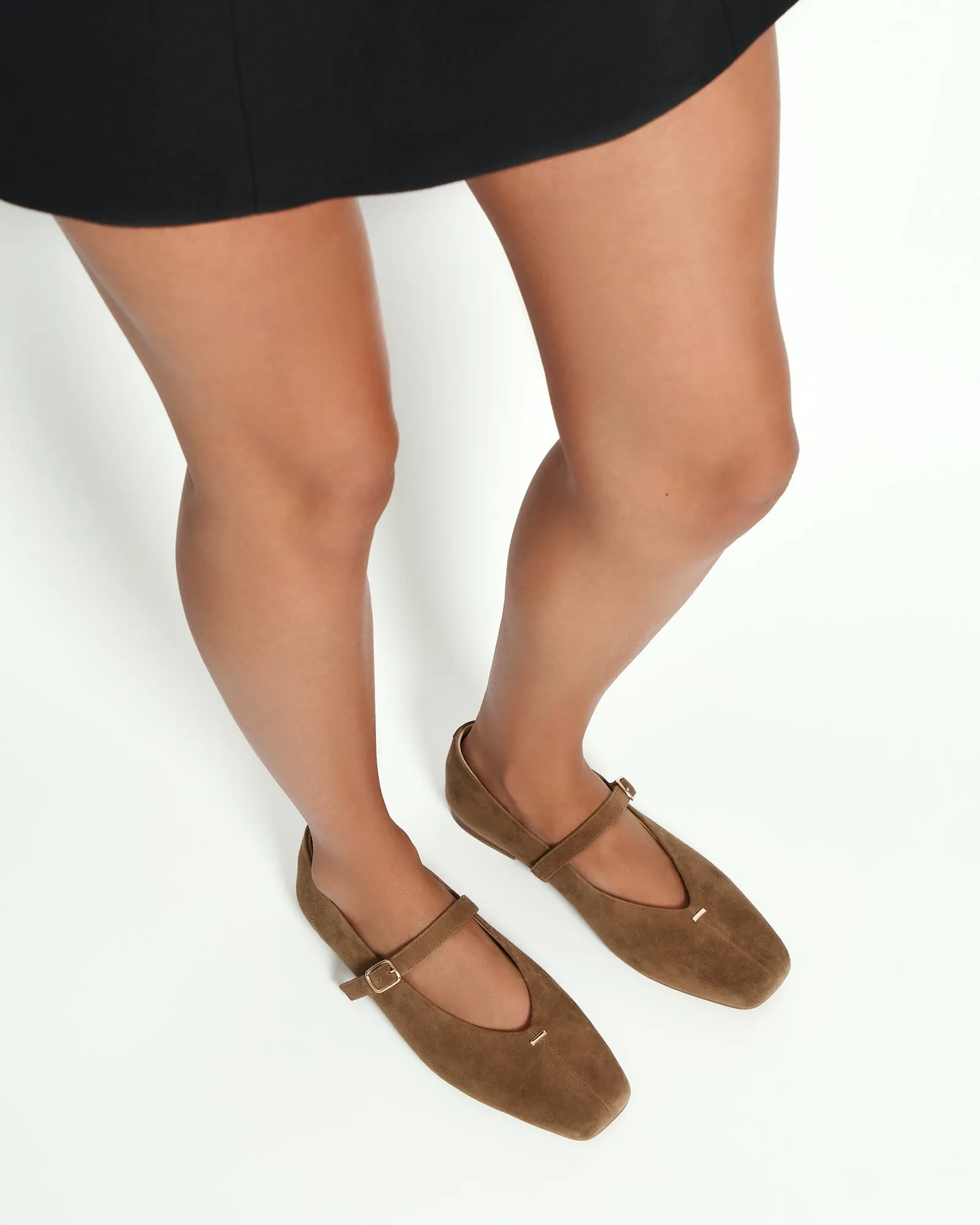 APRIL CASUAL FLATS BARK SUEDE
