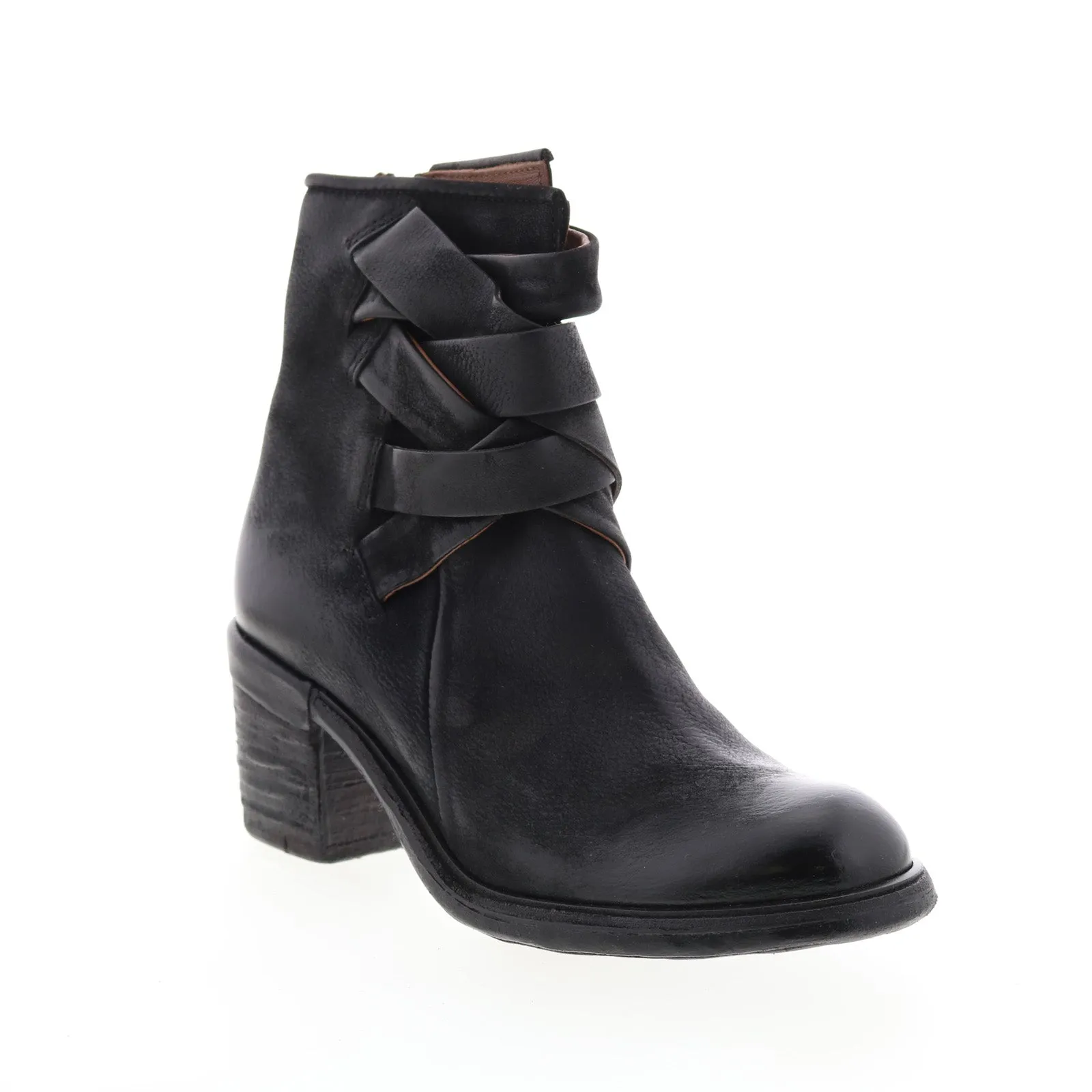 A.S. 98 Jacob A24211-301 Womens Black Leather Zipper Mid Calf Boots