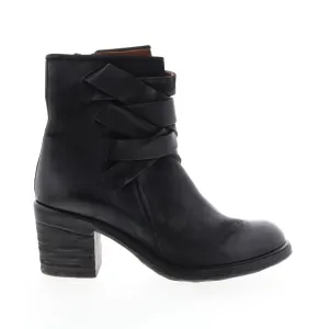 A.S. 98 Jacob A24211-301 Womens Black Leather Zipper Mid Calf Boots