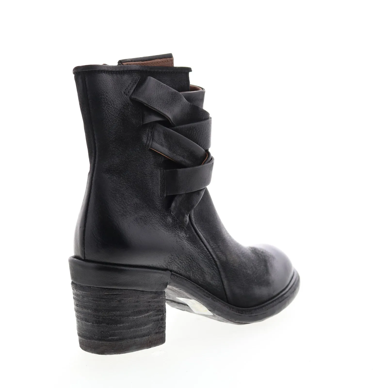 A.S. 98 Jacob A24211-301 Womens Black Leather Zipper Mid Calf Boots