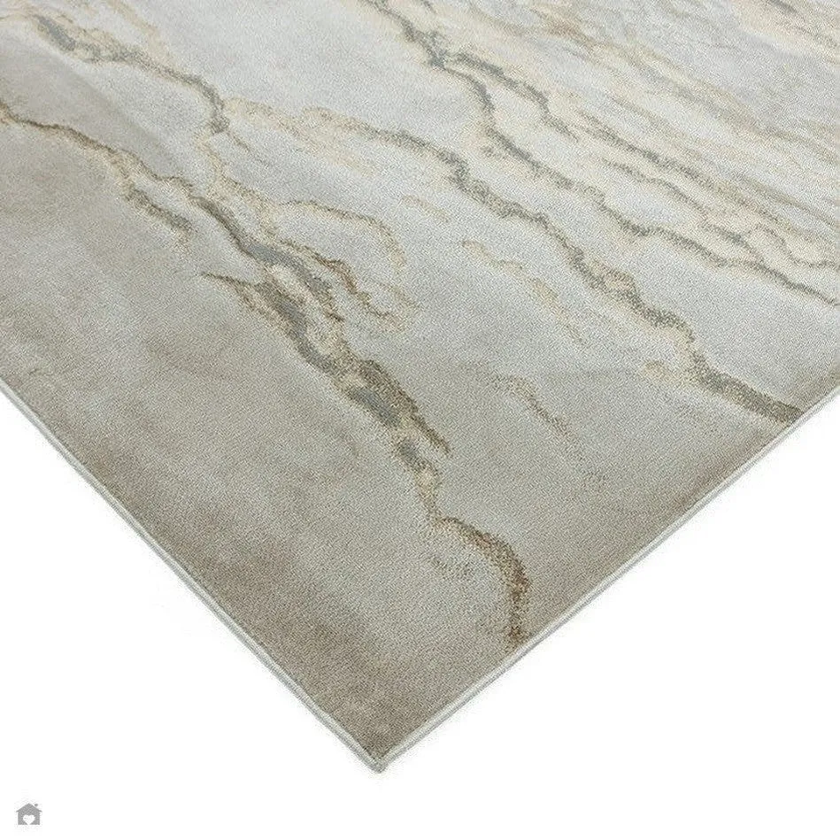 Aurora AU17 Linea Modern Abstract Distressed Marbled Metallic Shimmer Textured High-Density Soft Smooth Low Profile Short-Pile Beige/Bronze/Brown/Champagne Runner