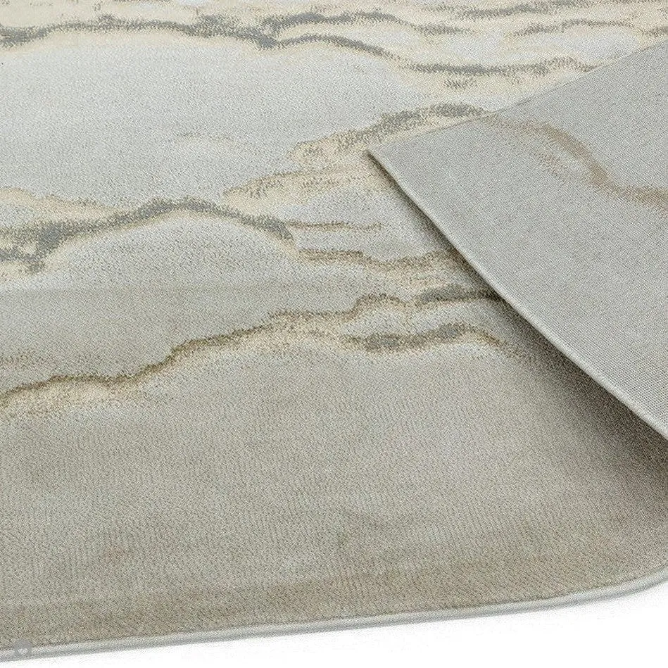 Aurora AU17 Linea Modern Abstract Distressed Marbled Metallic Shimmer Textured High-Density Soft Smooth Low Profile Short-Pile Beige/Bronze/Brown/Champagne Runner
