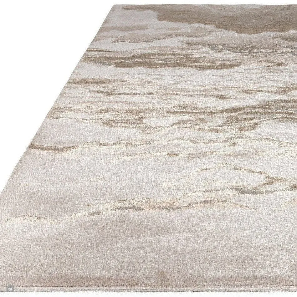 Aurora AU17 Linea Modern Abstract Distressed Marbled Metallic Shimmer Textured High-Density Soft Smooth Low Profile Short-Pile Beige/Bronze/Brown/Champagne Runner