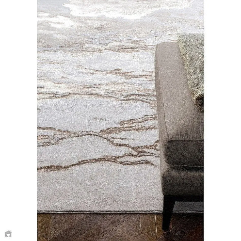 Aurora AU17 Linea Modern Abstract Distressed Marbled Metallic Shimmer Textured High-Density Soft Smooth Low Profile Short-Pile Beige/Bronze/Brown/Champagne Runner