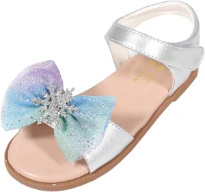 Baby Black Shoes Flat Snowflake Sandals Ice Princess Sandals Big Children Baby Shoes Slip On Shoe for Girls