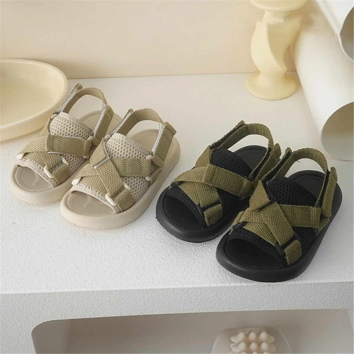 Baby Girls Boys Sandals Summer Outdoor Casual Beach Shoes Adjustable Non-Slip Open Toe Sandals My First Pair Shoes