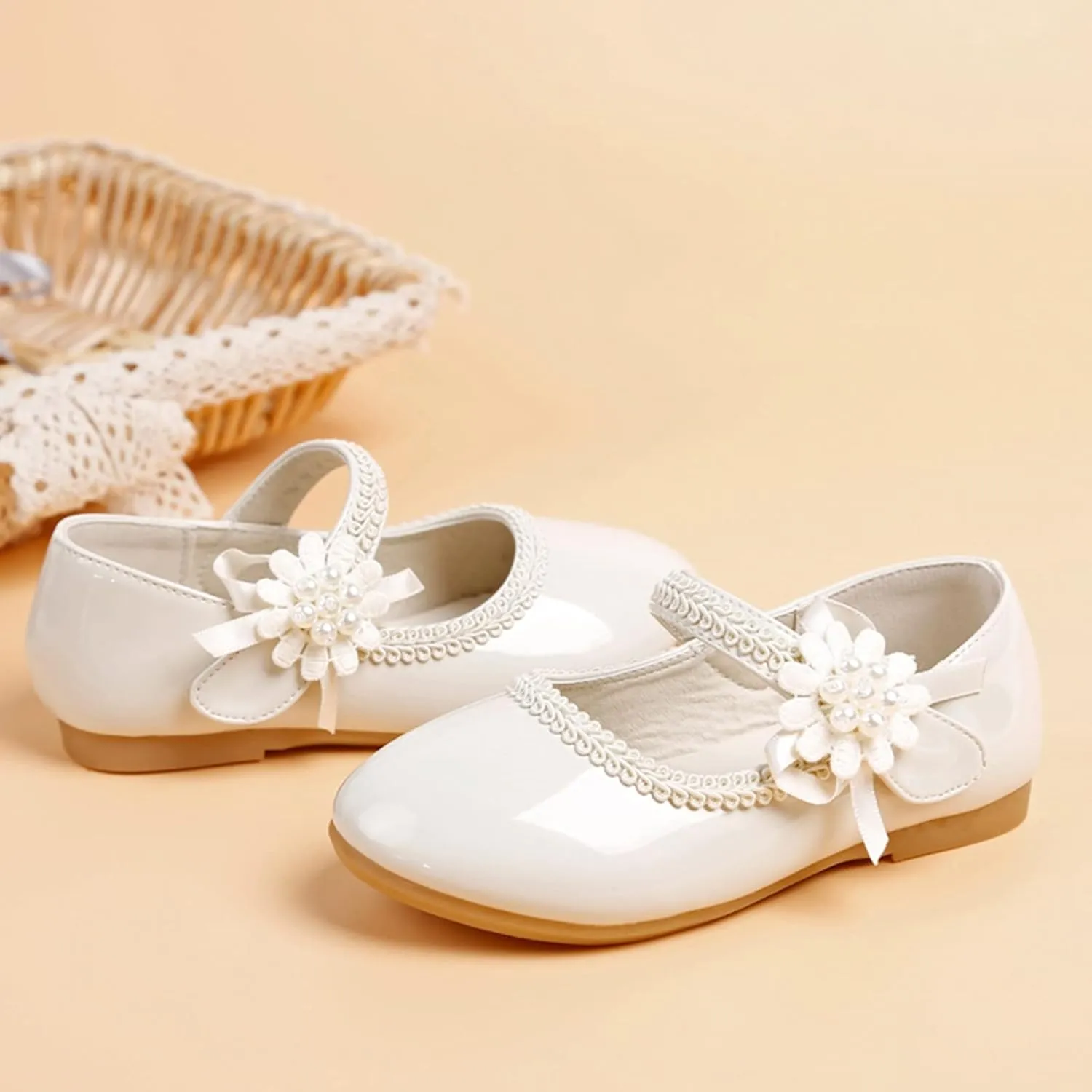 Baby Girls Dress Shoes Mary Jane Ballet Flats Flower Girl School Party Wedding Shoes Girls Slip On Walking Shoes