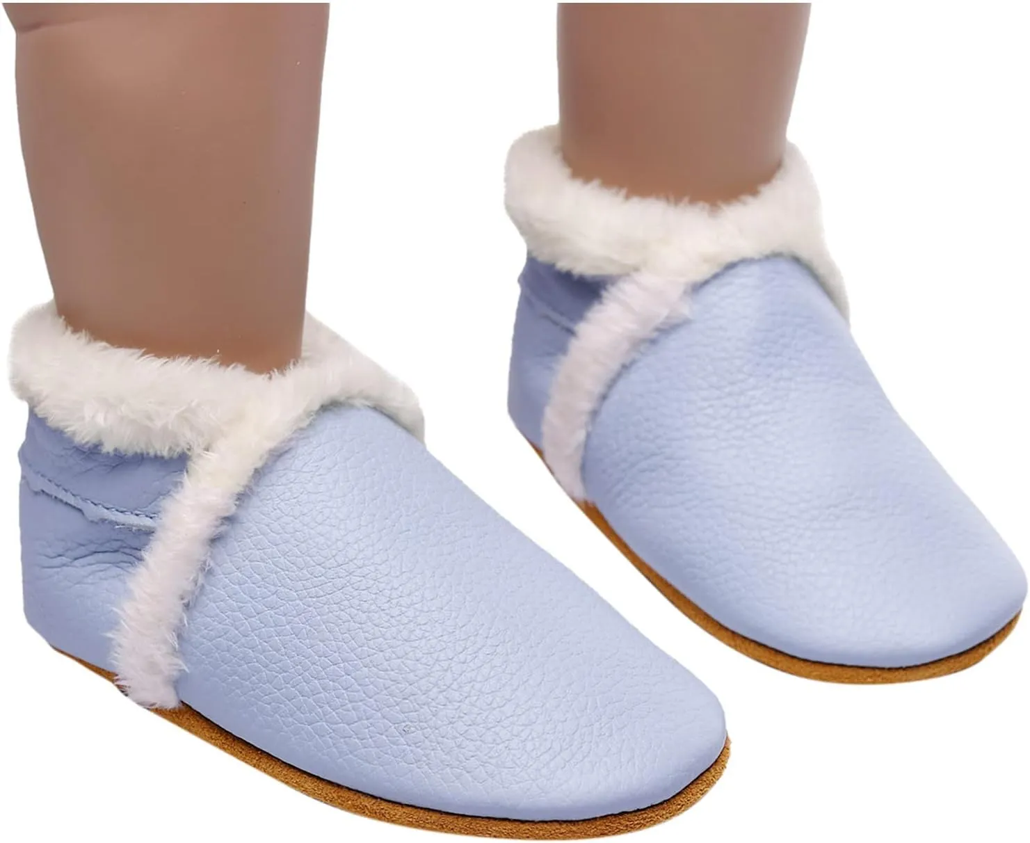Baby Girls Mary Jane Flats Anti-Slip Plush Toddler Princess Dress Shoes Toddler Warm Cotton First Walkers Shoes