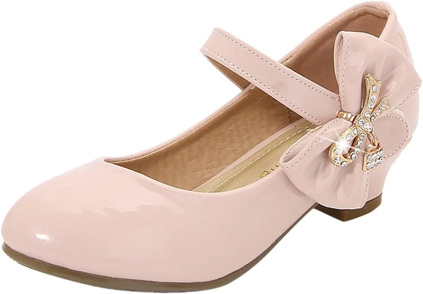 Baby Girls Patent Leather Dress Shoes Low Heels Toddler Mary Jane Shoes Flower Kid Shoes for School Party Wedding