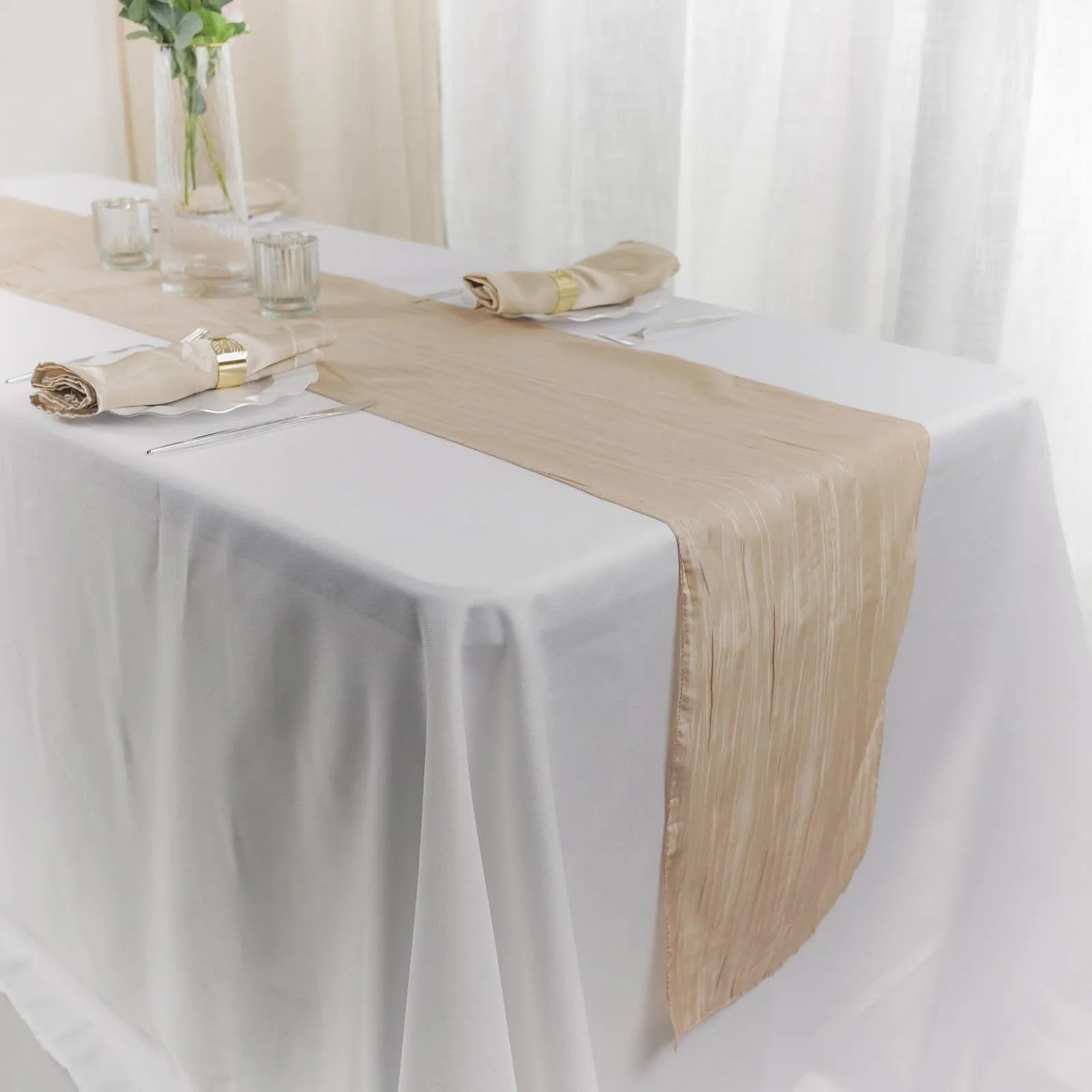 Beige Taffeta (Accordion)  Table Runners