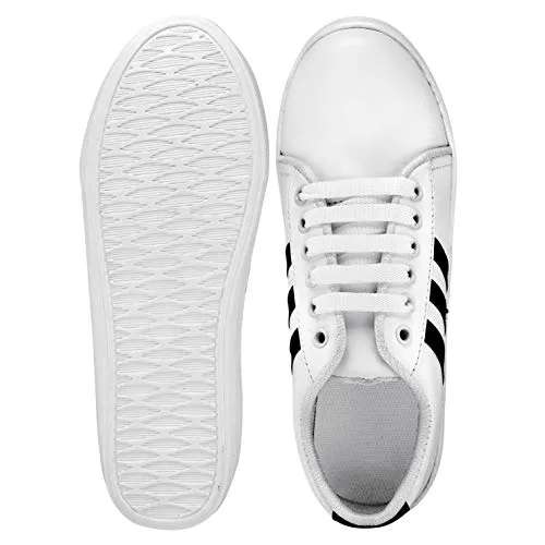 Bella Toes Presents Women's/Ladies/Female/Girls Trendy Lightweight Comfortable, Casualwear White Lace-Up Sneakers Shoes_(8804-WHITE-41)