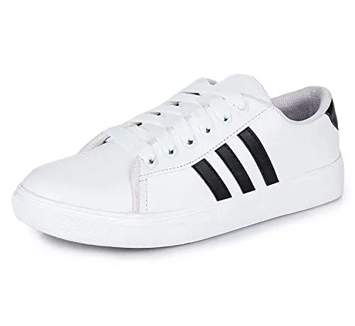 Bella Toes Presents Women's/Ladies/Female/Girls Trendy Lightweight Comfortable, Casualwear White Lace-Up Sneakers Shoes_(8804-WHITE-41)