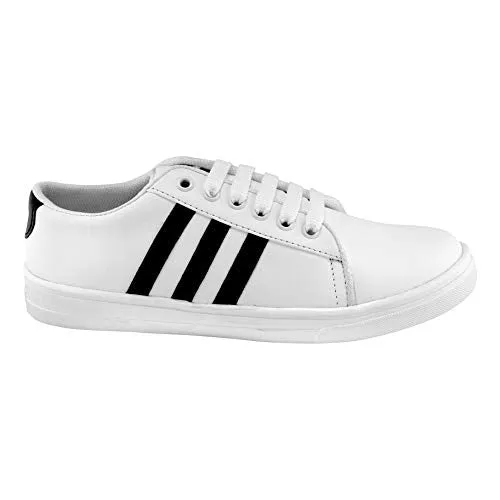 Bella Toes Presents Women's/Ladies/Female/Girls Trendy Lightweight Comfortable, Casualwear White Lace-Up Sneakers Shoes_(8804-WHITE-41)