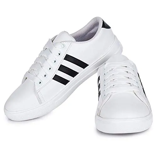 Bella Toes Presents Women's/Ladies/Female/Girls Trendy Lightweight Comfortable, Casualwear White Lace-Up Sneakers Shoes_(8804-WHITE-41)