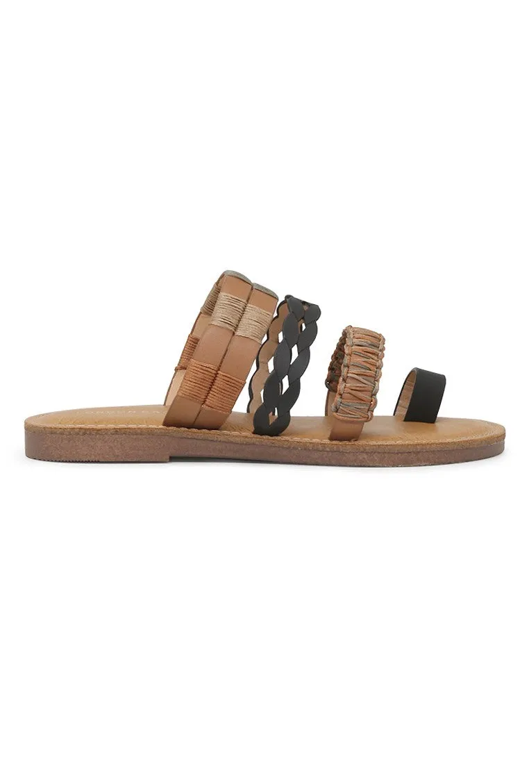 Black Sasha Strap Flats