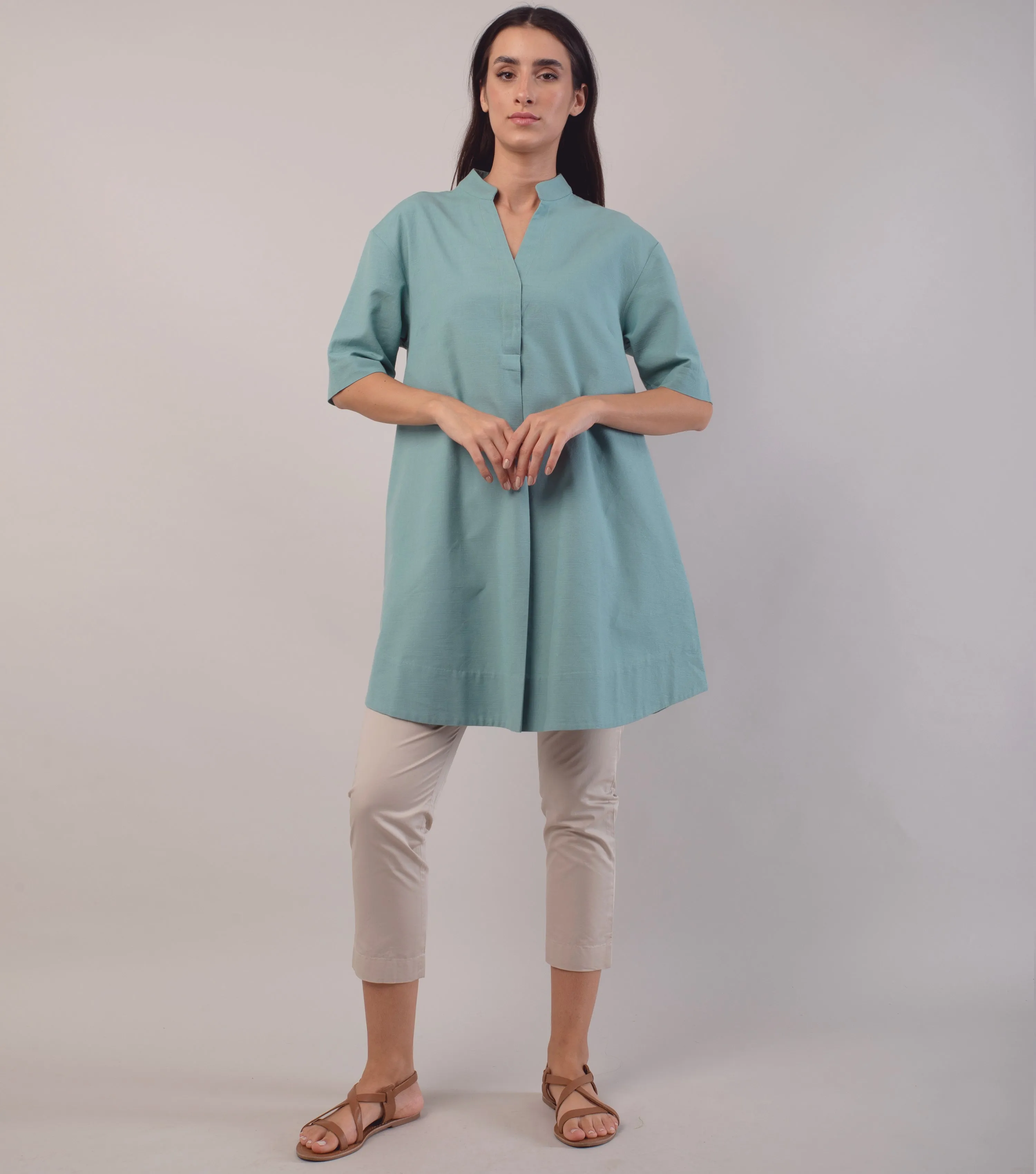 Blue Cotton Linen Tunic