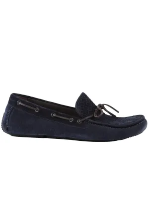 BOTTEGA VENETA NAVY MEN'S INTRECCIATO SUEDE LOAFERS EU 43.5 UK 9.5 US 10.5