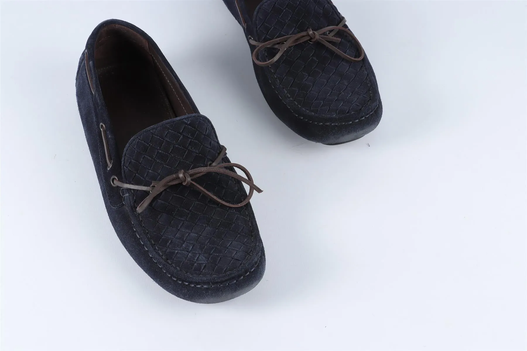 BOTTEGA VENETA NAVY MEN'S INTRECCIATO SUEDE LOAFERS EU 43.5 UK 9.5 US 10.5