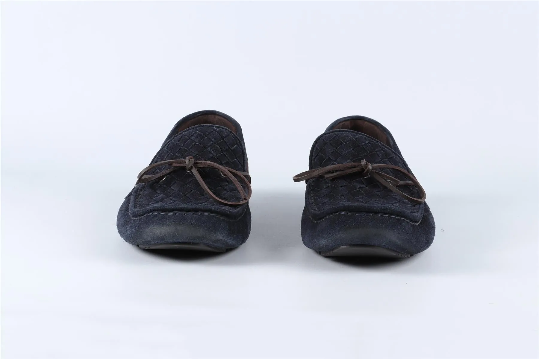 BOTTEGA VENETA NAVY MEN'S INTRECCIATO SUEDE LOAFERS EU 43.5 UK 9.5 US 10.5