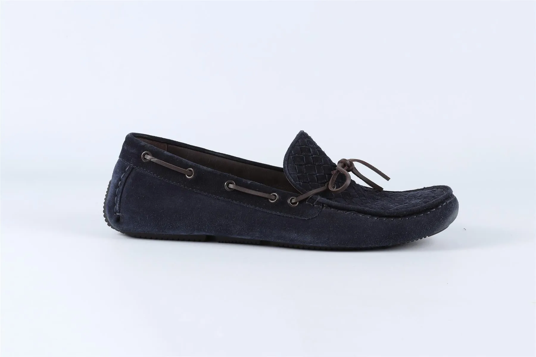 BOTTEGA VENETA NAVY MEN'S INTRECCIATO SUEDE LOAFERS EU 43.5 UK 9.5 US 10.5