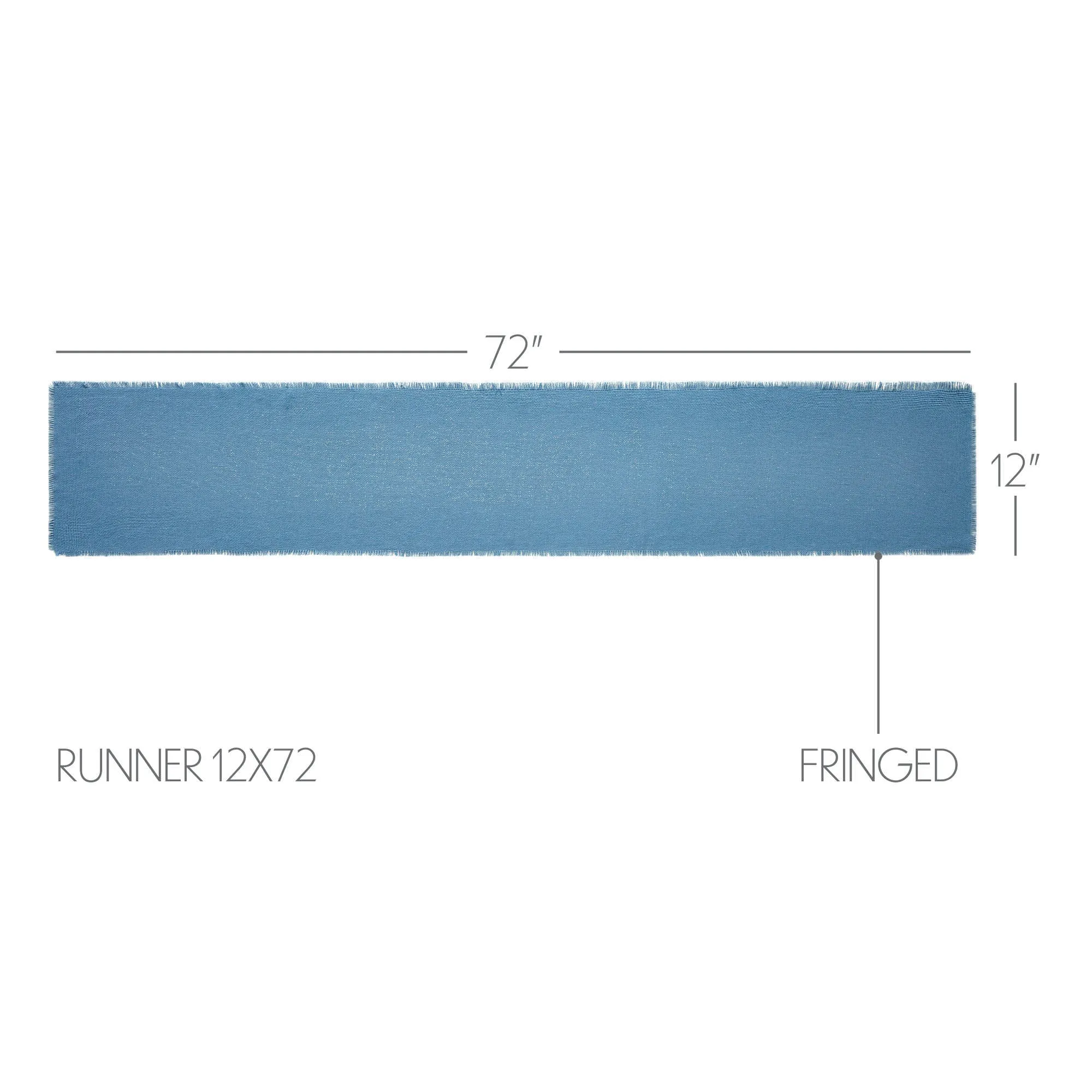 Burlap Blue Table Runner Fringed 12"x72" VHC Brands