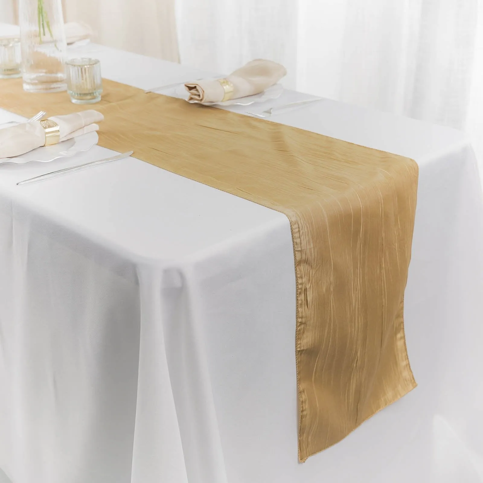 Champagne Gold Taffeta (Accordion) Table Runners
