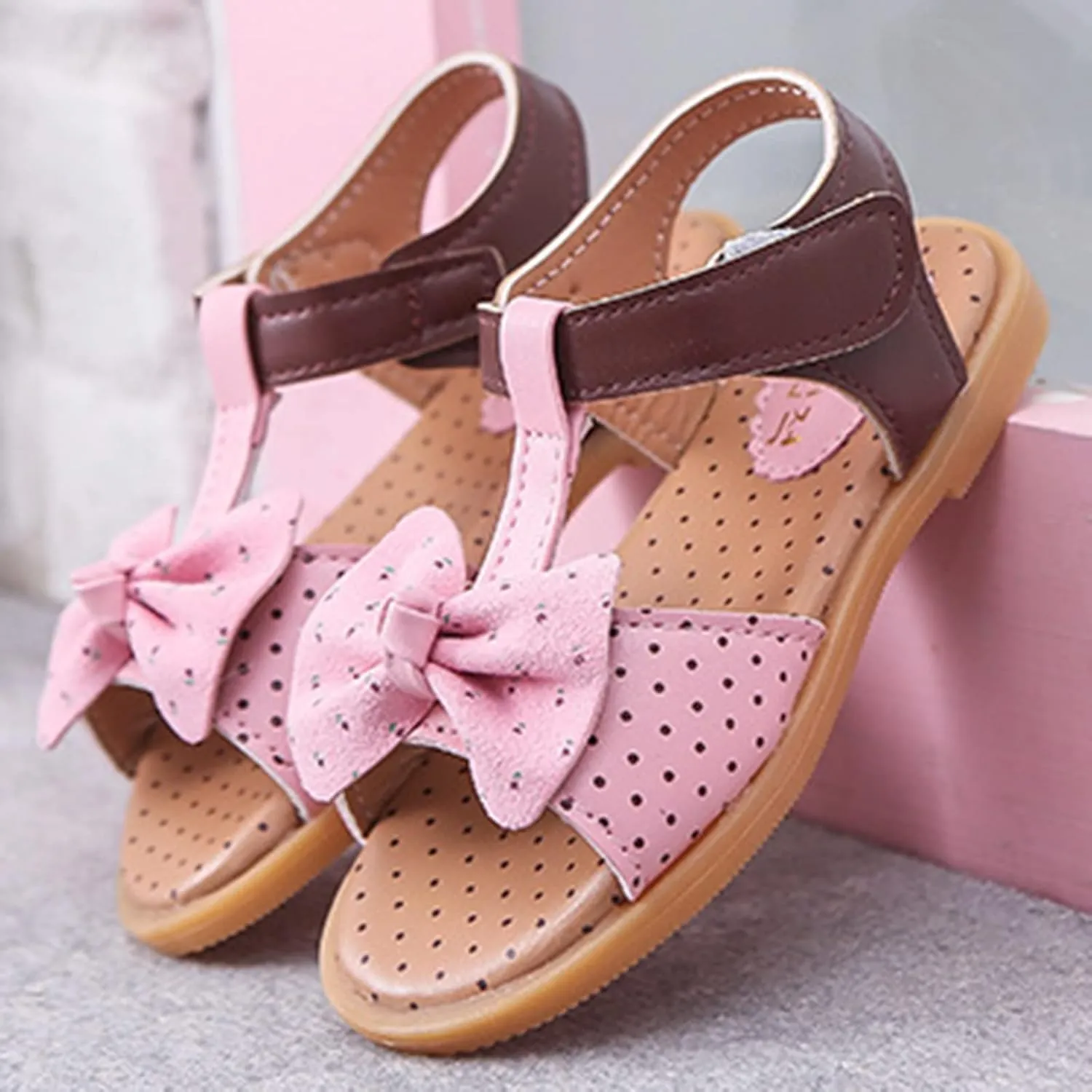 Christmas House Shoes Flat Bottom Bow Princess Sandals Soft Bottom Fashion Sandals Princess Shoes for Girls