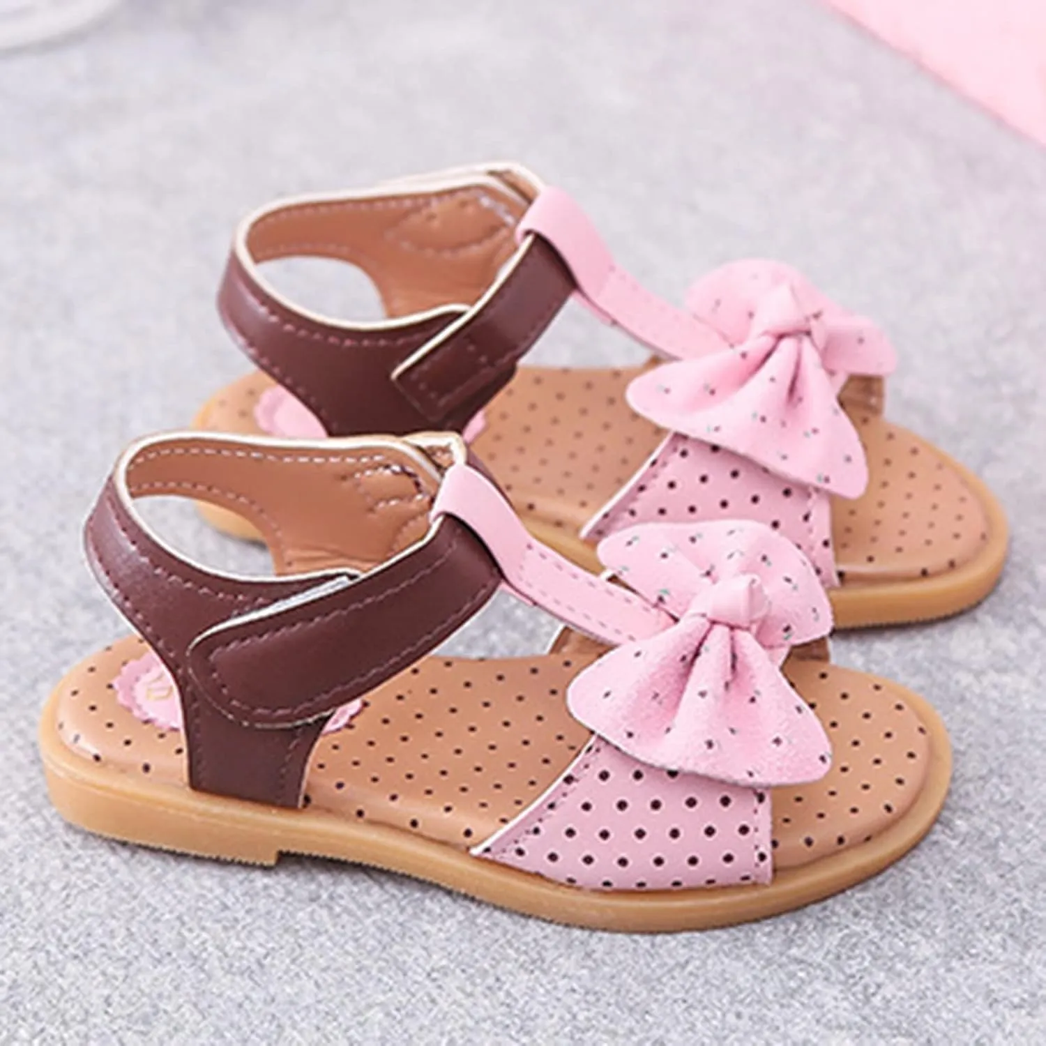 Christmas House Shoes Flat Bottom Bow Princess Sandals Soft Bottom Fashion Sandals Princess Shoes for Girls