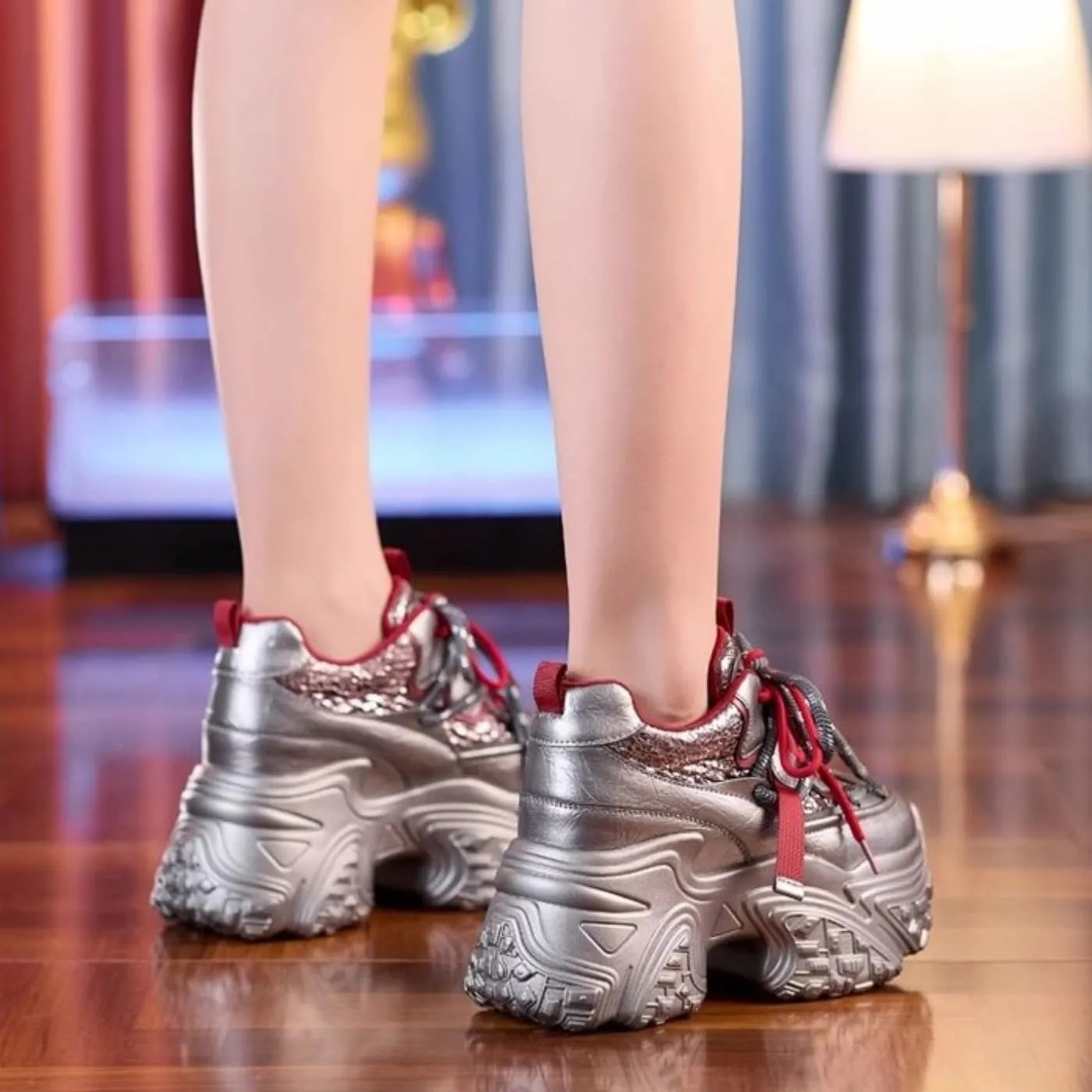Chunky Sneakers for Women & Girls 3-Inch Platform Dress Walking Shoes for All Seasons
