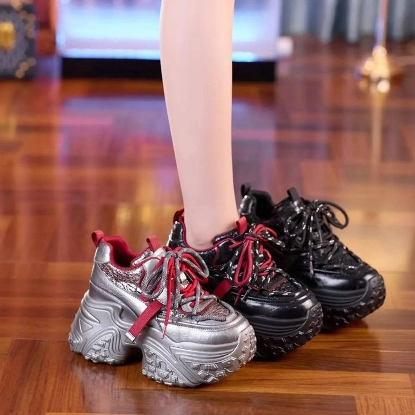 Chunky Sneakers for Women & Girls 3-Inch Platform Dress Walking Shoes for All Seasons
