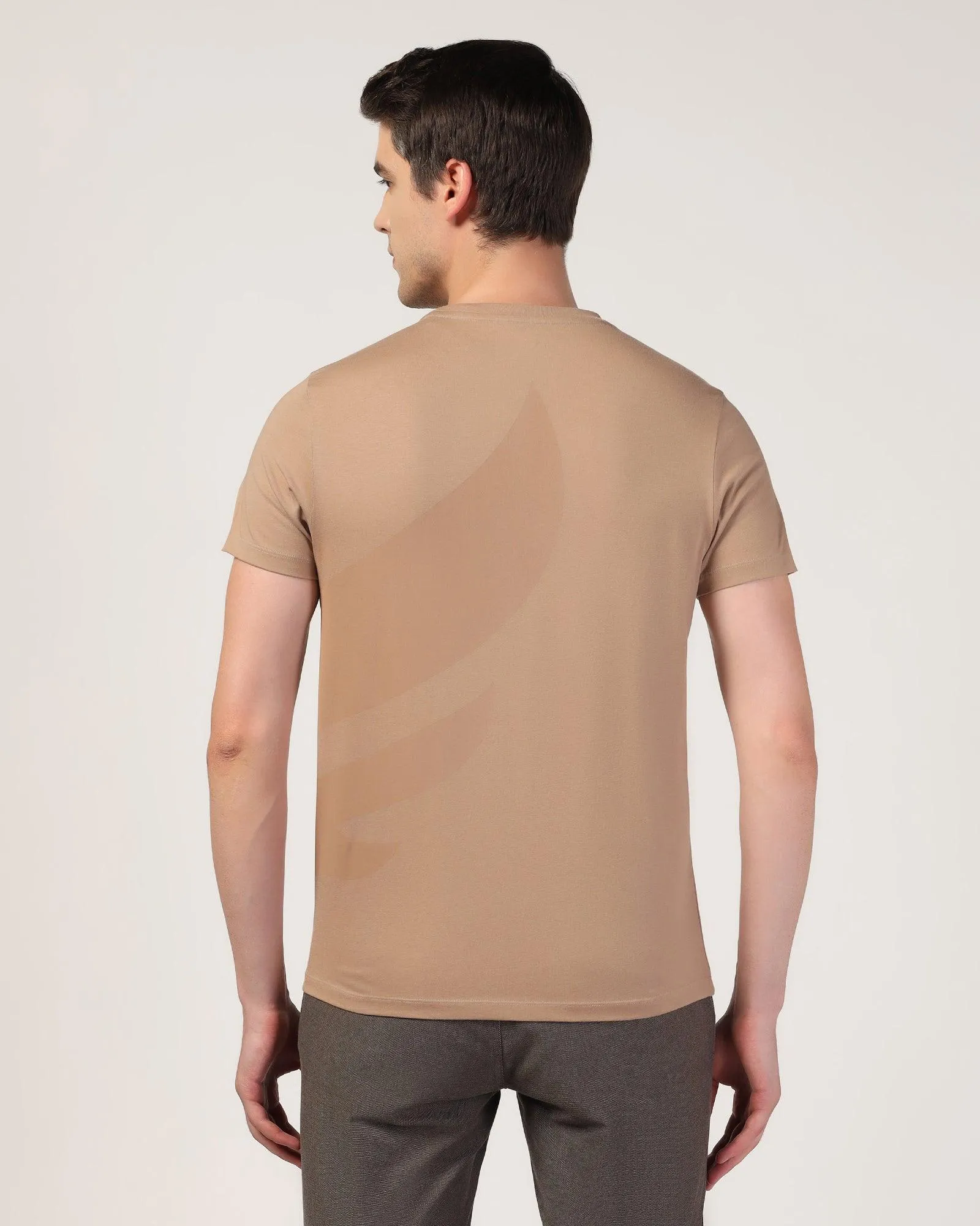 Crew Neck Brown Printed T-Shirt - Terrain