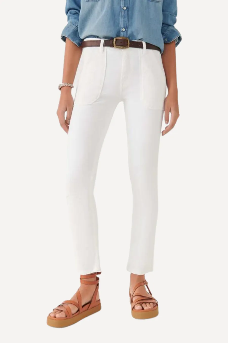 Csally Straight Leg Pants Blanc