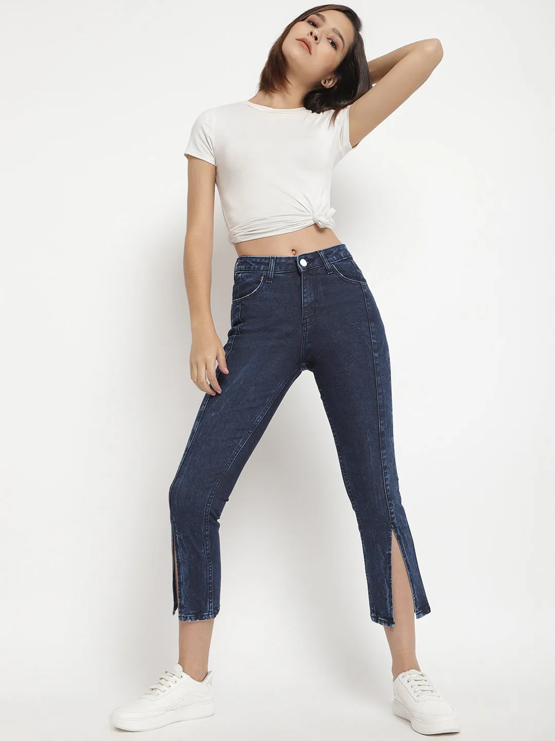 Dark Blue Cut And Sew Jeans