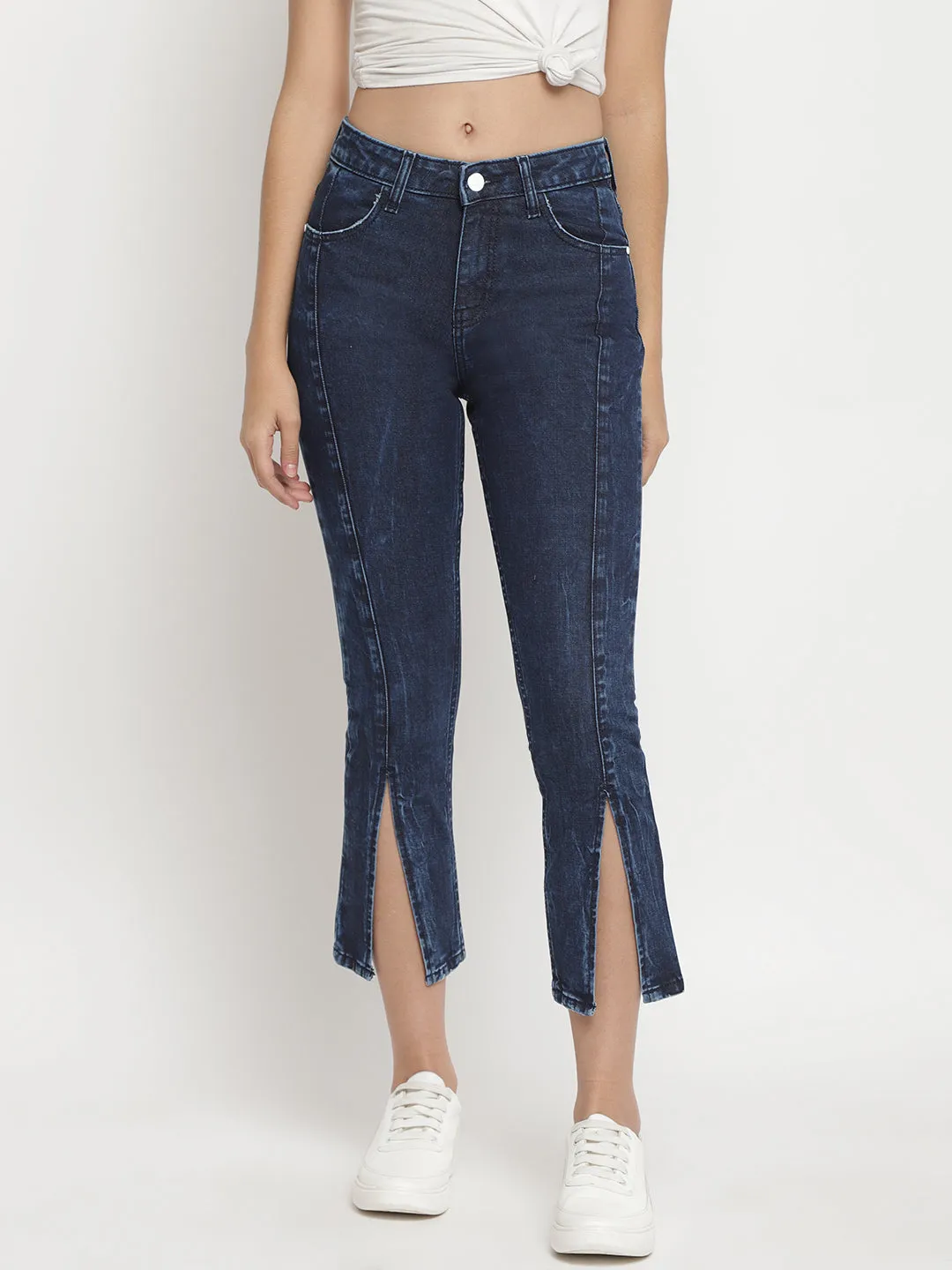 Dark Blue Cut And Sew Jeans