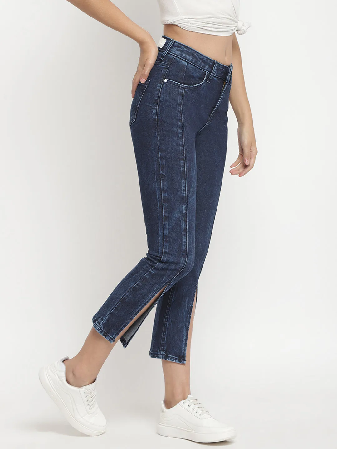 Dark Blue Cut And Sew Jeans