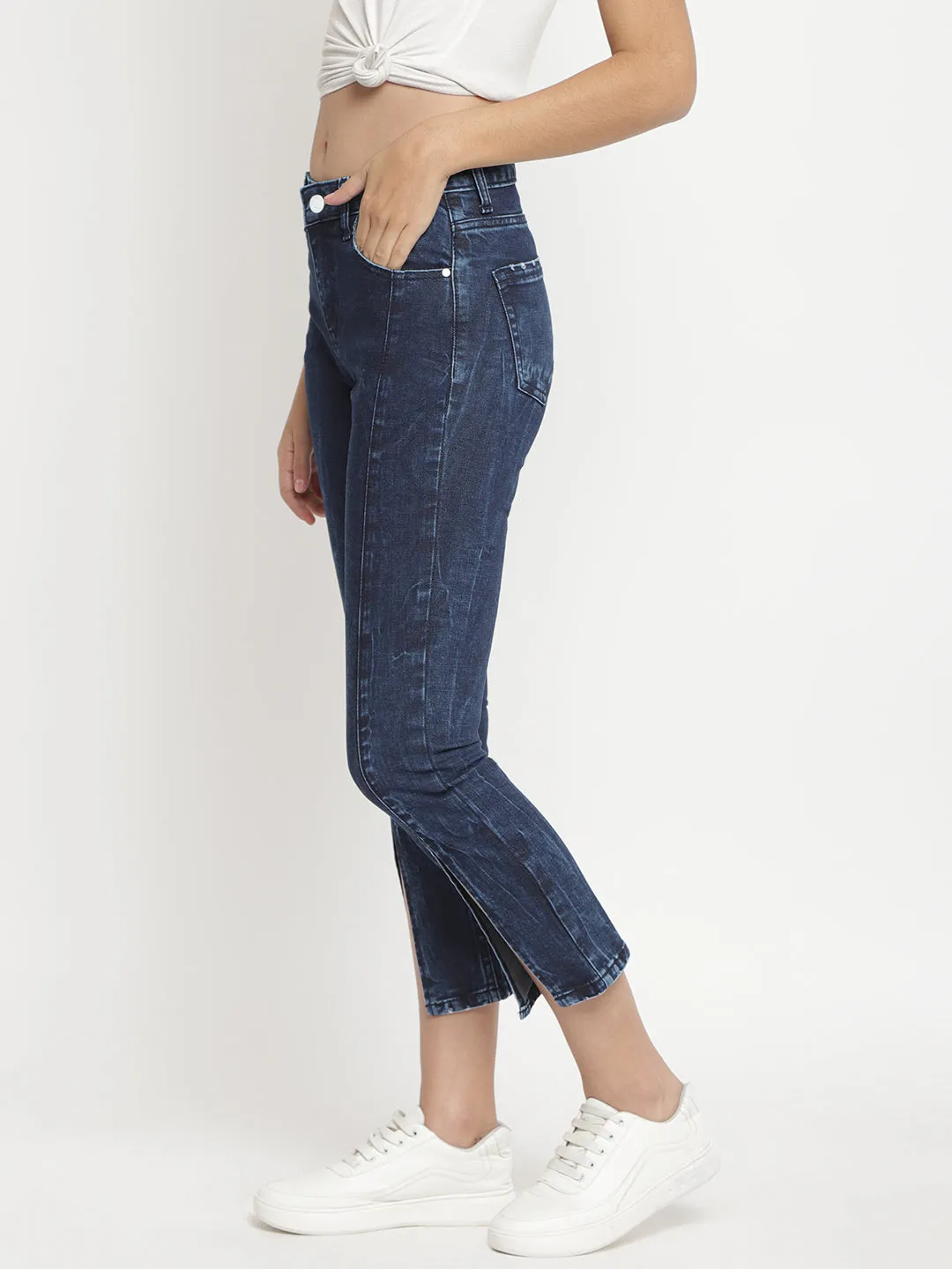 Dark Blue Cut And Sew Jeans