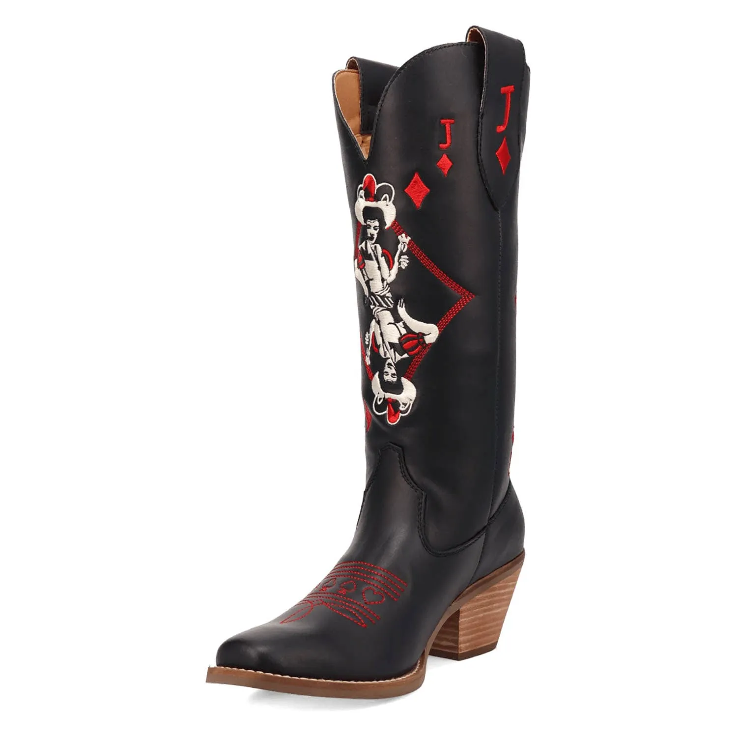 Dingo Womens Jack Of Diamonds Black Leather Cowboy Boots