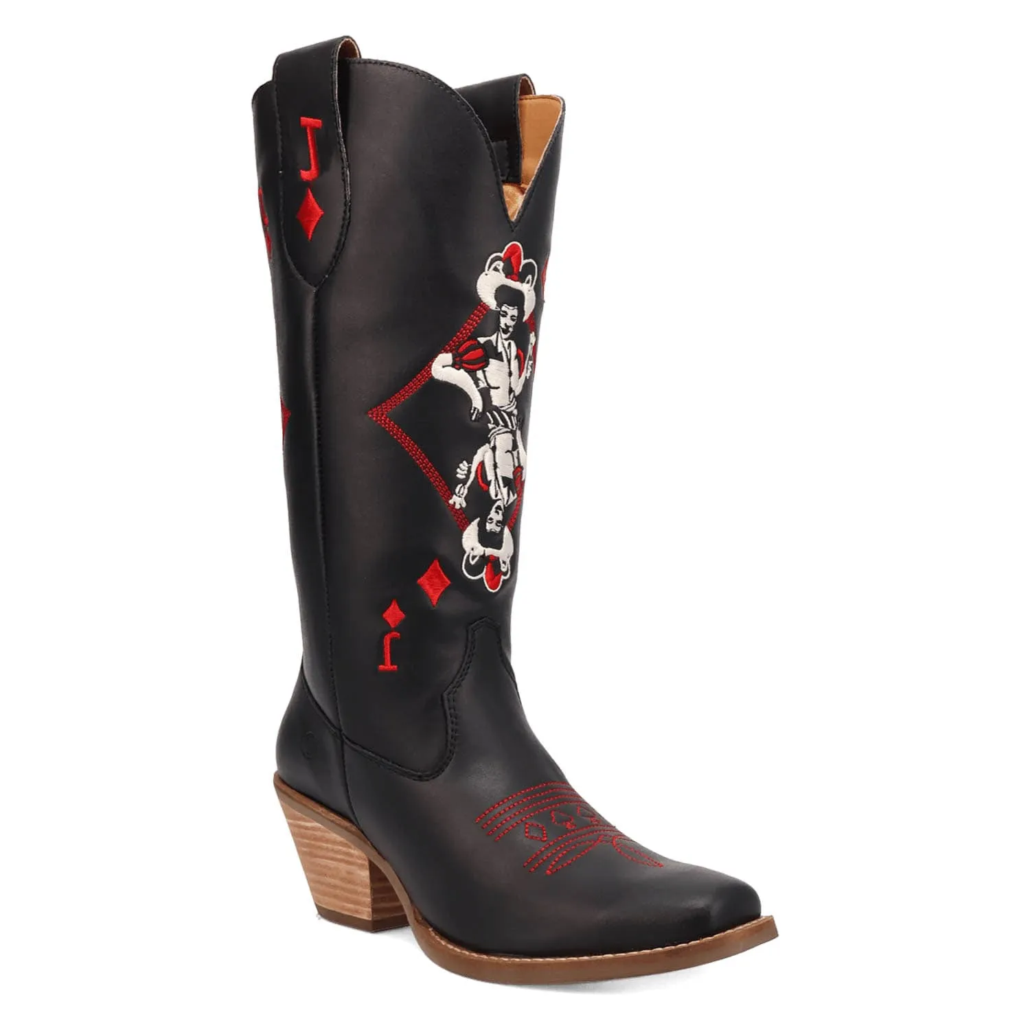 Dingo Womens Jack Of Diamonds Black Leather Cowboy Boots