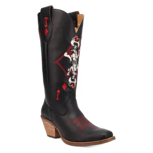 Dingo Womens Jack Of Diamonds Black Leather Cowboy Boots