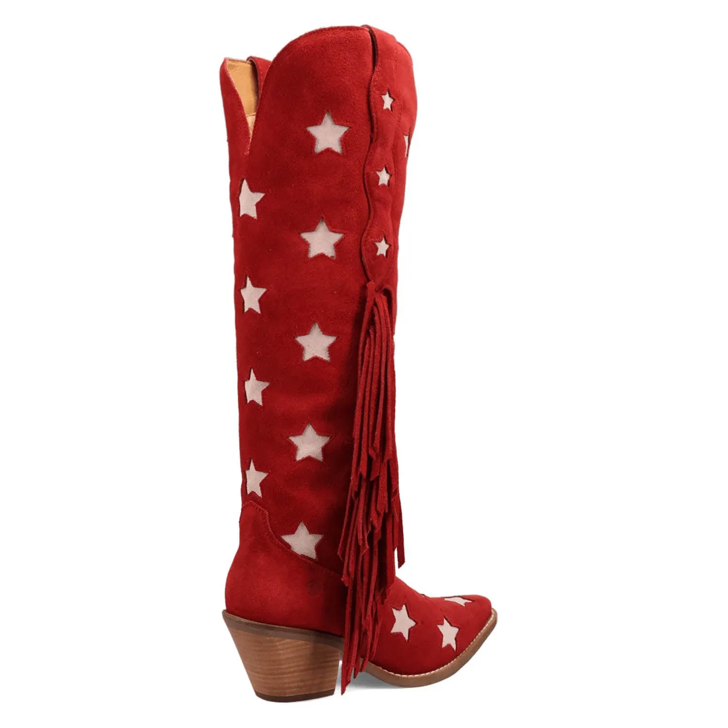 Dingo Womens Super Star Red Suede Cowboy Boots