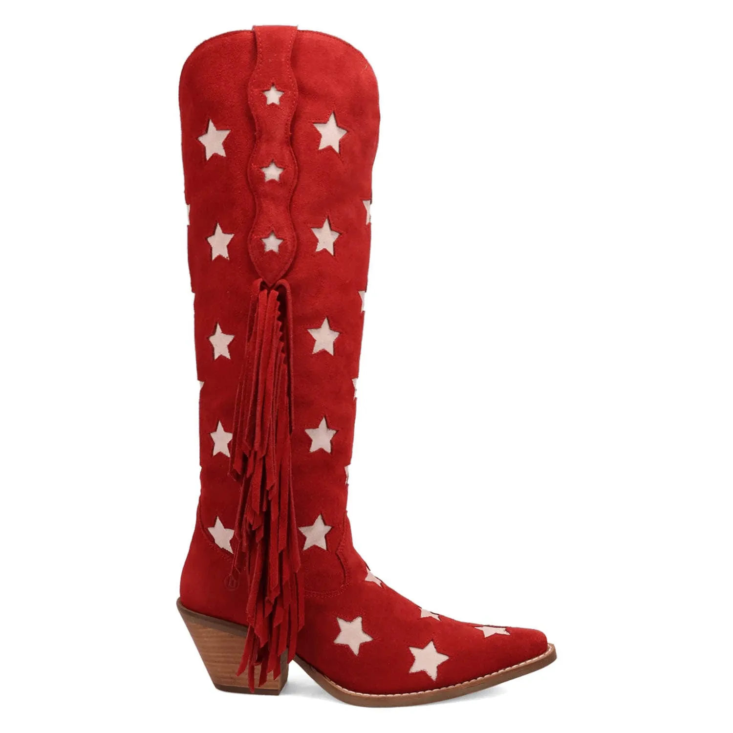 Dingo Womens Super Star Red Suede Cowboy Boots
