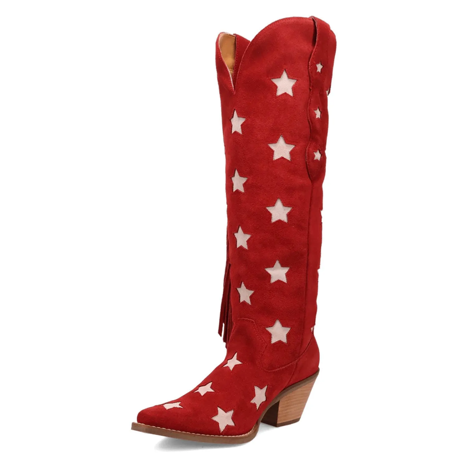 Dingo Womens Super Star Red Suede Cowboy Boots