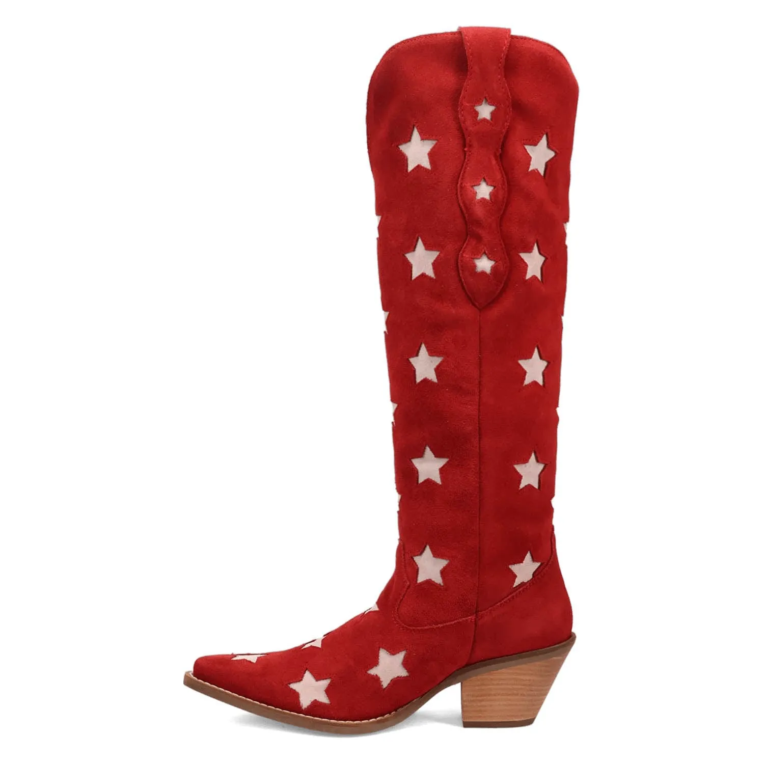 Dingo Womens Super Star Red Suede Cowboy Boots