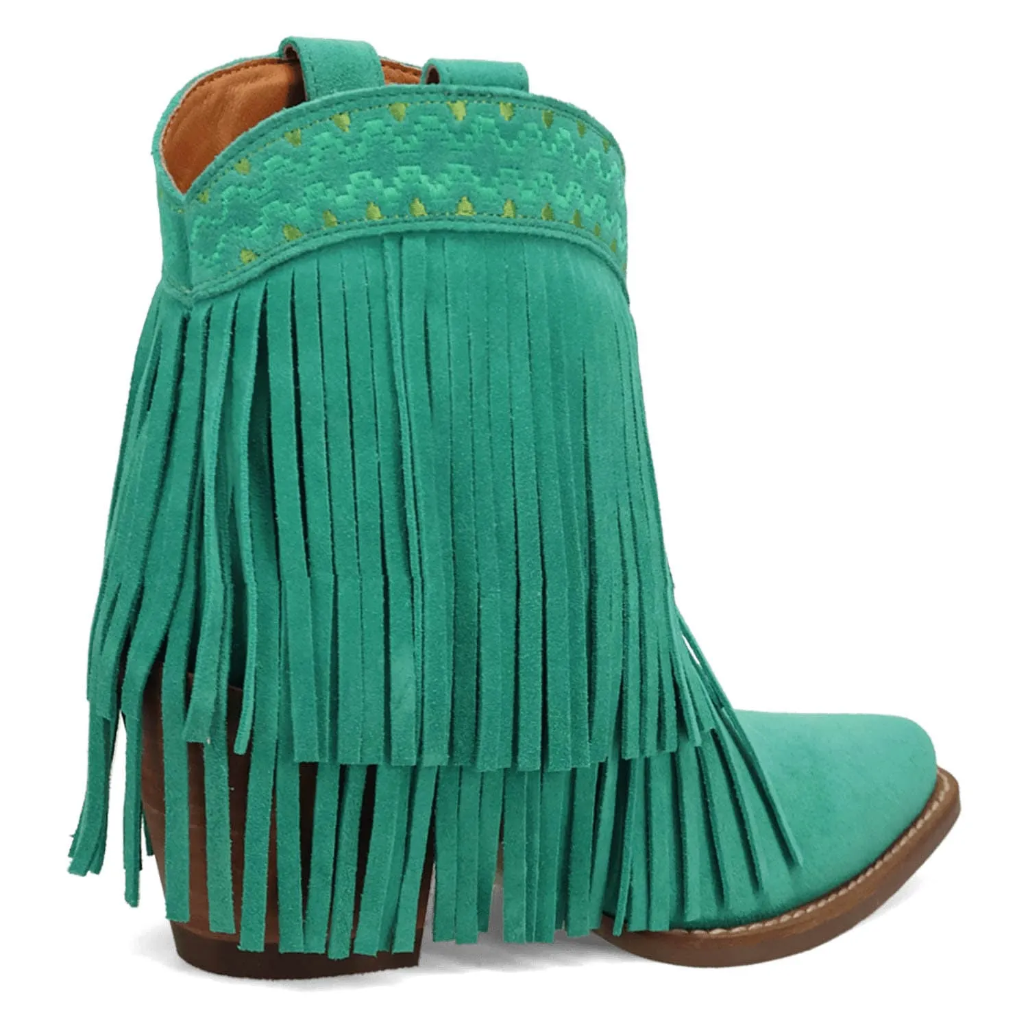 Dingo Womens Tapadero Bootie Green Suede Cowboy Boots